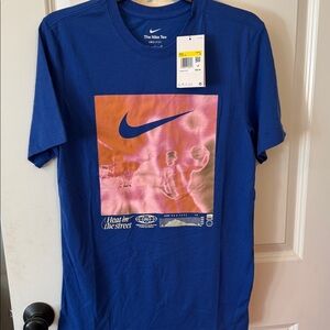 Nike Blue Tee with Pink Graphic